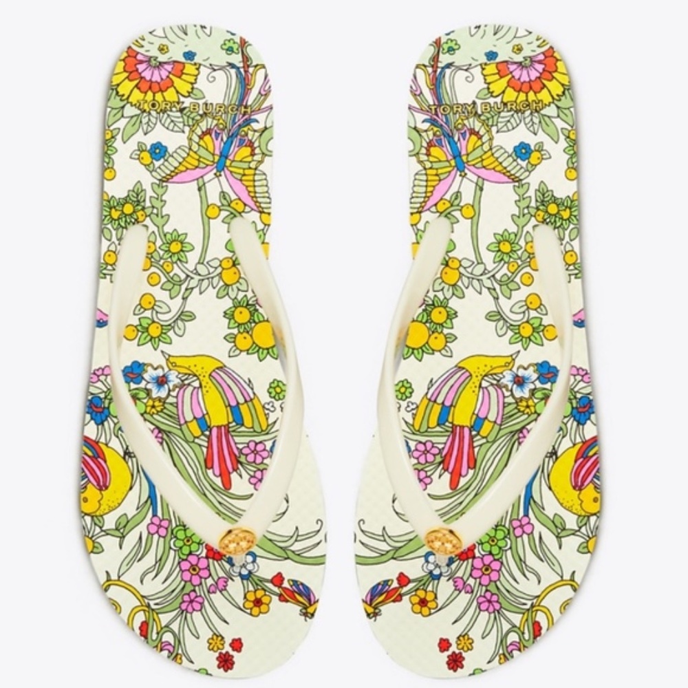 NWT~TORY BURCH~New Ivory Promised Land Flip Flops